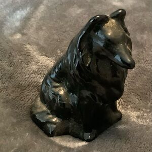 Moser “Black Amethyst” 3” Elegant Black Collie Figurine